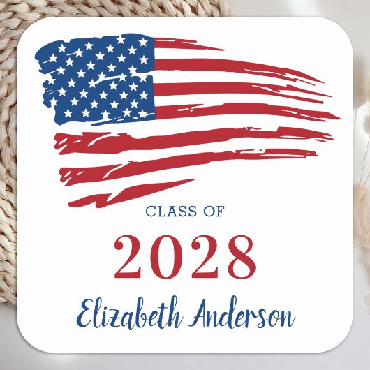 Patriottisch Afstuderen Verenigde Staten Amerikaan Vierkante Sticker