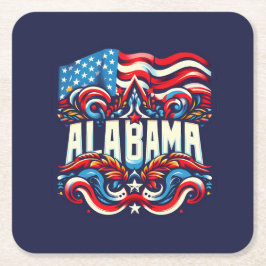 Patriottisch Alabama Abstract decoratief ontwerp Kartonnen Onderzetters