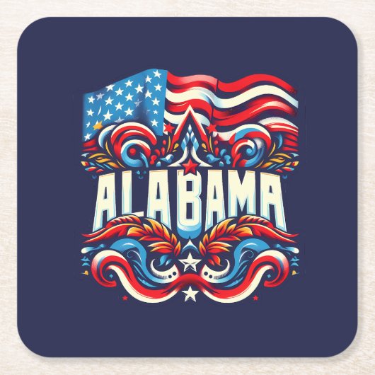 Patriottisch Alabama Abstract decoratief ontwerp Kartonnen Onderzetters (Voorkant)