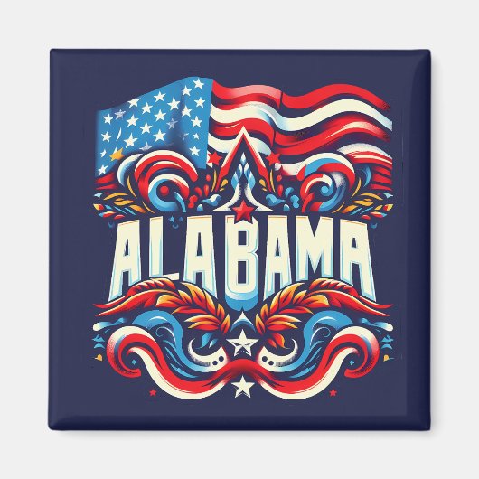 Patriottisch Alabama Abstract decoratief ontwerp Magneet (Voorkant)