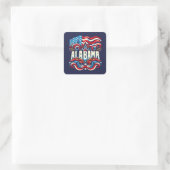 Patriottisch Alabama Abstract decoratief ontwerp Vierkante Sticker (Tas)