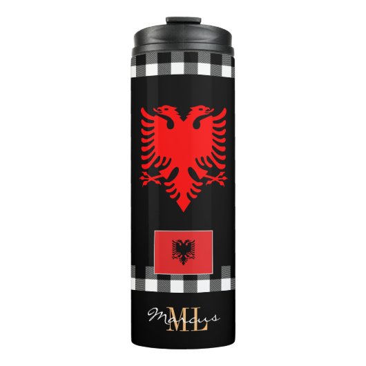 Patriottisch Albanië reist Mug, Albanese vlag Thermosbeker (Voorkant)