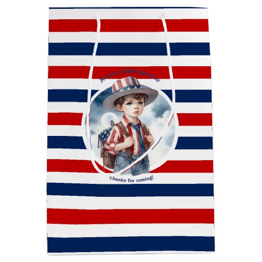 Patriottisch All American Boy Verjaardagsfeest Medium Cadeauzakje (Voorkant)