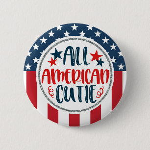Patriottisch Alle Amerikaanse Cutie Stars Stripes  Ronde Button 5,7 Cm