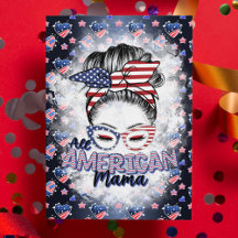Patriottisch Alle Amerikaanse Mama Messy Bun