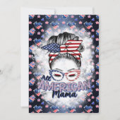 Patriottisch Alle Amerikaanse Mama Messy Bun Feestdagenkaart (Voorkant)