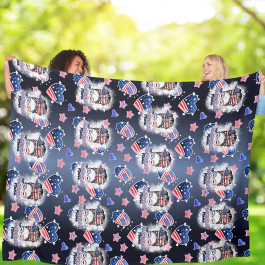 Patriottisch Alle Amerikaanse Mama Messy Bun Fleece Deken