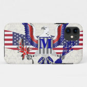 Patriottisch American Eagle gepersonaliseerd monog Case-Mate iPhone Case (Achterkant (horizontaal))