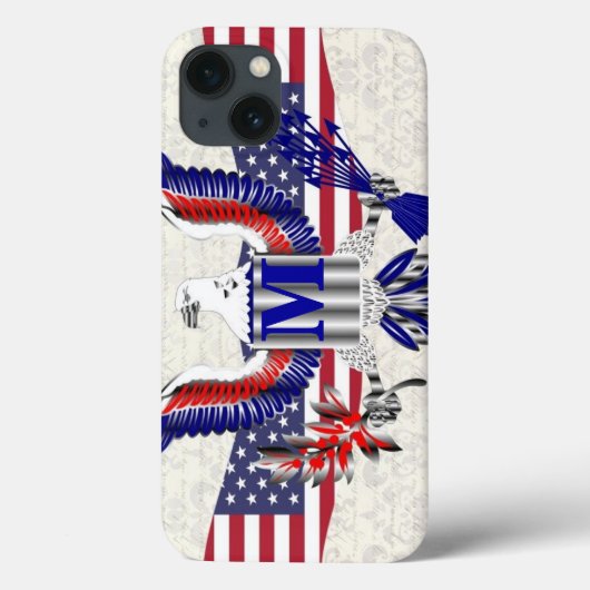 Patriottisch American Eagle gepersonaliseerd monog Case-Mate iPhone Case (Achterkant)