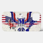 Patriottisch American Eagle gepersonaliseerd monog Case-Mate iPhone Case (Achterkant (horizontaal))