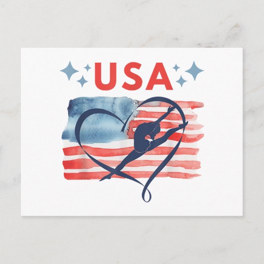Patriottisch American Flag Gymnastiek Ontwerp voor Briefkaart (Voorkant)