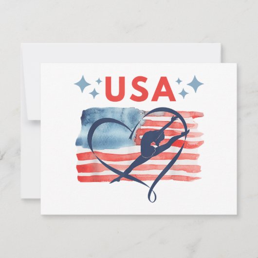 Patriottisch American Flag Gymnastiek Ontwerp voor Feestdagenkaart (Voorkant)