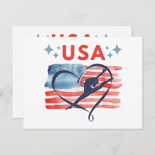 Patriottisch American Flag Gymnastiek Ontwerp voor Feestdagenkaart (Voorkant / Achterkant)