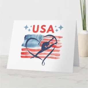 Patriottisch American Flag Gymnastiek Ontwerp voor Kaart