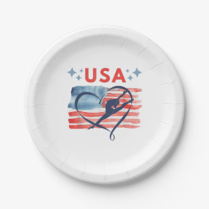 Patriottisch American Flag Gymnastiek Ontwerp voor Papieren Bordje