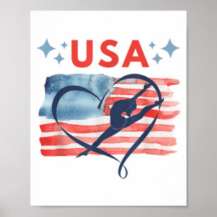 Patriottisch American Flag Gymnastiek Ontwerp voor Poster