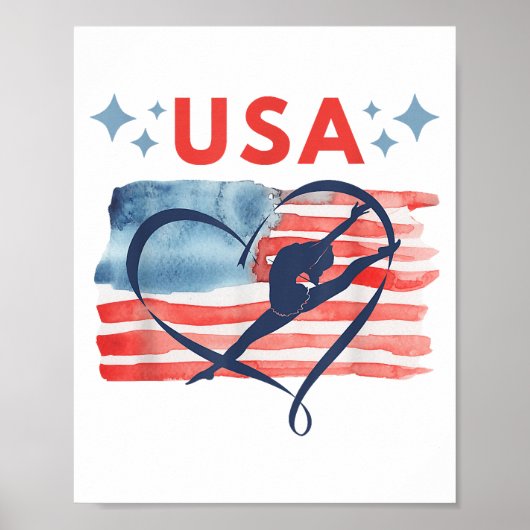 Patriottisch American Flag Gymnastiek Ontwerp voor Poster (Voorkant)