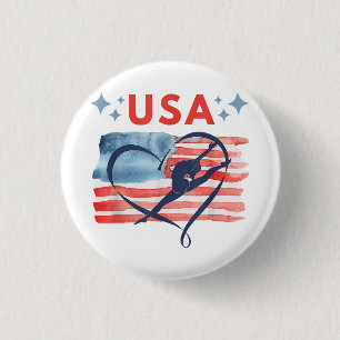 Patriottisch American Flag Gymnastiek Ontwerp voor Ronde Button 3,2 Cm