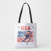 Patriottisch American Flag Gymnastiek Ontwerp voor Tote Bag (Voorkant)