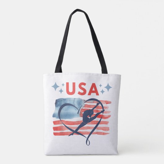 Patriottisch American Flag Gymnastiek Ontwerp voor Tote Bag (Achterkant)