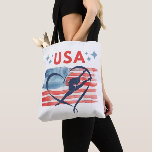 Patriottisch American Flag Gymnastiek Ontwerp voor Tote Bag (Dichtbij)