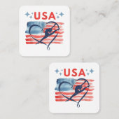 Patriottisch American Flag Gymnastiek Ontwerp voor Vierkante Visitekaartje (Voorkant / Achterkant)