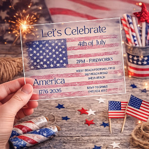 Patriottisch Amerika 1776 - 2026 Vlagviering Acryl Uitnodigingen