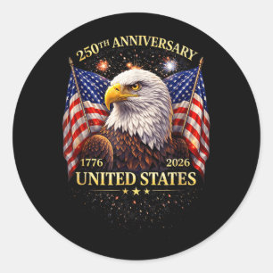 Patriottisch Amerika 250 Jaar Jubileum USA Adelaar Ronde Sticker