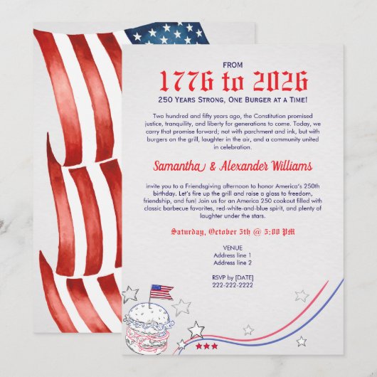 Patriottisch Amerika 250 Vriendschapsfeest Kaart (Voorkant / Achterkant)