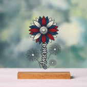 Patriottisch Amerika Bloem Vuurwerk Vector Design_ Acryl Bord (Neutraal)