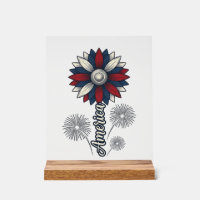 Patriottisch Amerika Bloem Vuurwerk Vector Design_