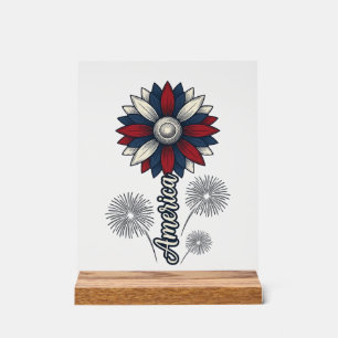 Patriottisch Amerika Bloem Vuurwerk Vector Design_ Acryl Bord