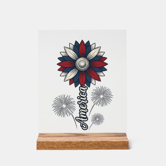 Patriottisch Amerika Bloem Vuurwerk Vector Design_ Acryl Bord (Voorkant)