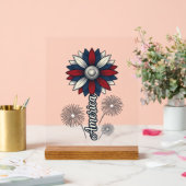 Patriottisch Amerika Bloem Vuurwerk Vector Design_ Acryl Bord (Huwelijk)