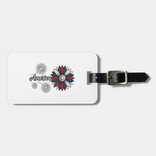 Patriottisch Amerika Bloem Vuurwerk Vector Design_ Bagagelabel (Voorkant horizontaal)