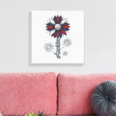 Patriottisch Amerika Bloem Vuurwerk Vector Design_ Canvas Afdruk (Insitu (Woonkamer))