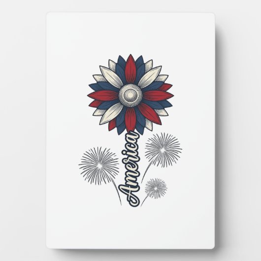 Patriottisch Amerika Bloem Vuurwerk Vector Design_ Fotoplaat (voorkant)