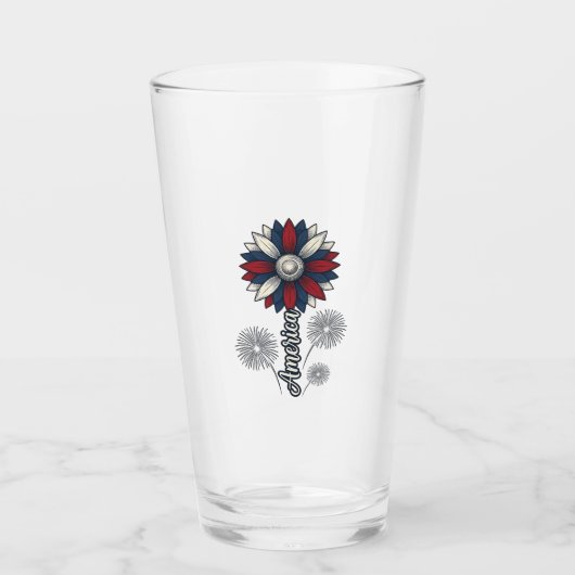 Patriottisch Amerika Bloem Vuurwerk Vector Design_ Glas (Voorkant)
