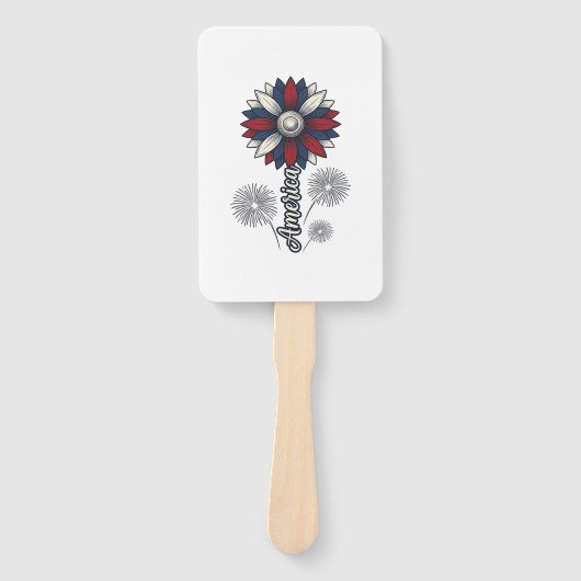 Patriottisch Amerika Bloem Vuurwerk Vector Design_ Handwaaier (Voorkant)
