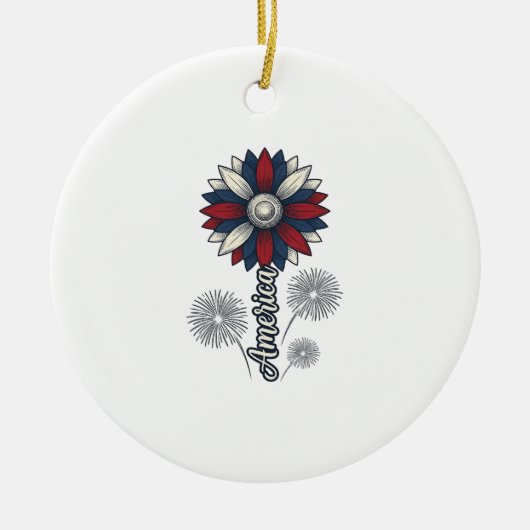 Patriottisch Amerika Bloem Vuurwerk Vector Design_ Keramisch Ornament (Voorkant)