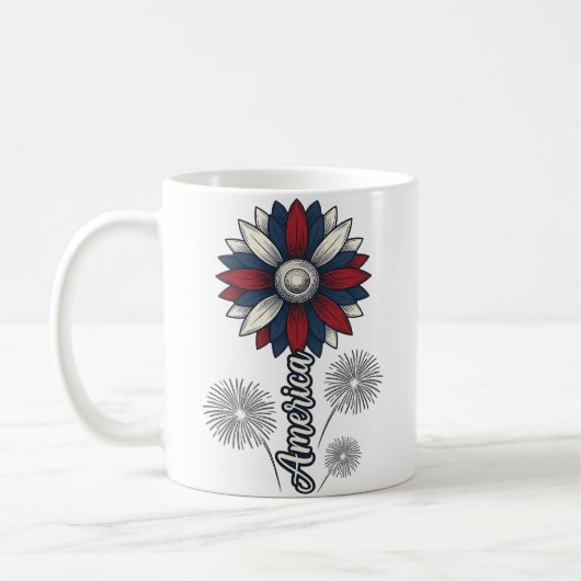 Patriottisch Amerika Bloem Vuurwerk Vector Design_ Koffiemok (Links)