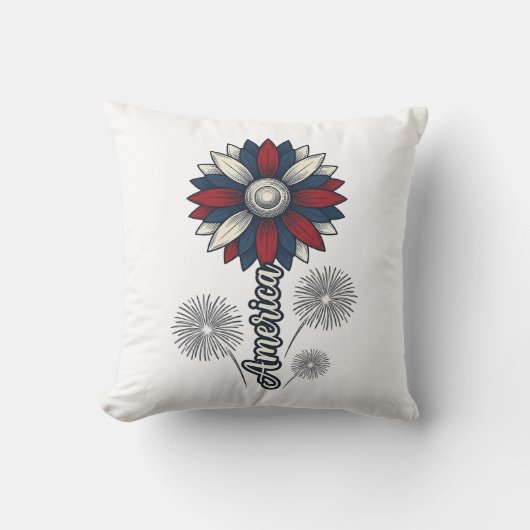 Patriottisch Amerika Bloem Vuurwerk Vector Design_ Kussen (Voorkant)