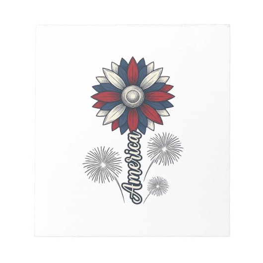 Patriottisch Amerika Bloem Vuurwerk Vector Design_ Notitieblok (Voorkant)