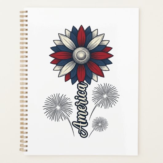 Patriottisch Amerika Bloem Vuurwerk Vector Design_ Planner (Voorkant)