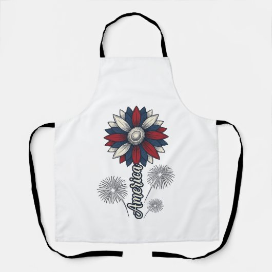 Patriottisch Amerika Bloem Vuurwerk Vector Design_ Schort (Voorkant)