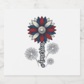 Patriottisch Amerika Bloem Vuurwerk Vector Design_ Sparkling Wijnetiket (Enkel label)