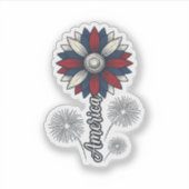 Patriottisch Amerika Bloem Vuurwerk Vector Design_ Sticker (Voorkant)