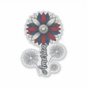 Patriottisch Amerika Bloem Vuurwerk Vector Design_ Sticker (Voorkant)