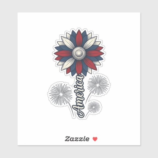 Patriottisch Amerika Bloem Vuurwerk Vector Design_ Sticker (Vel)