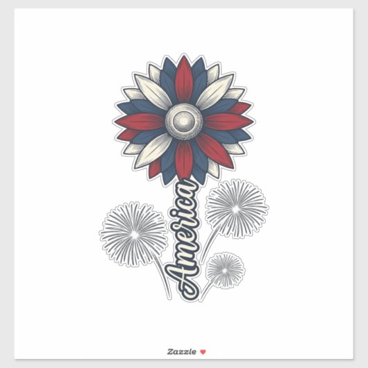 Patriottisch Amerika Bloem Vuurwerk Vector Design_ Sticker (Vel)